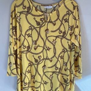 Susan Graver Yellow Nautical Design Top M